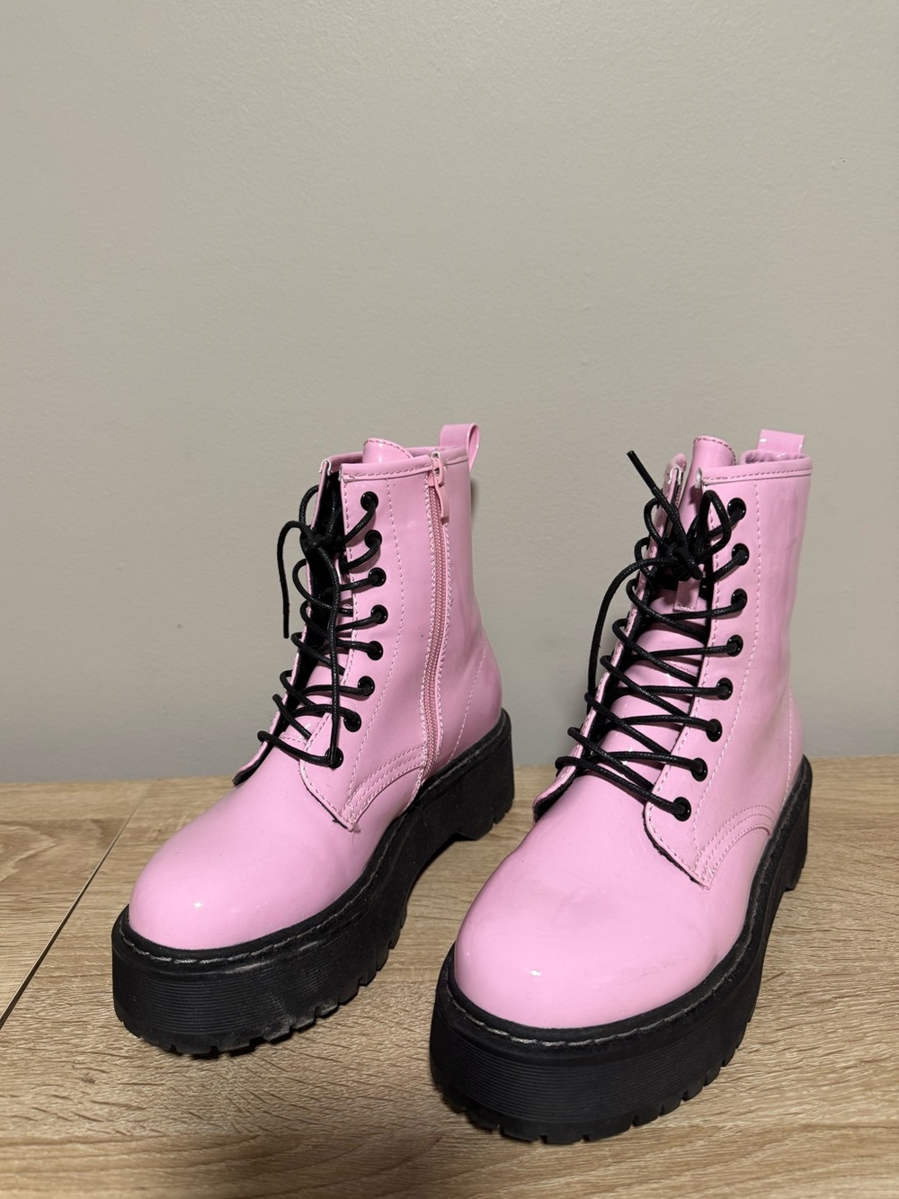 Steve Madden Women’s Pink Betty Platform Lace-Up Combat Boots